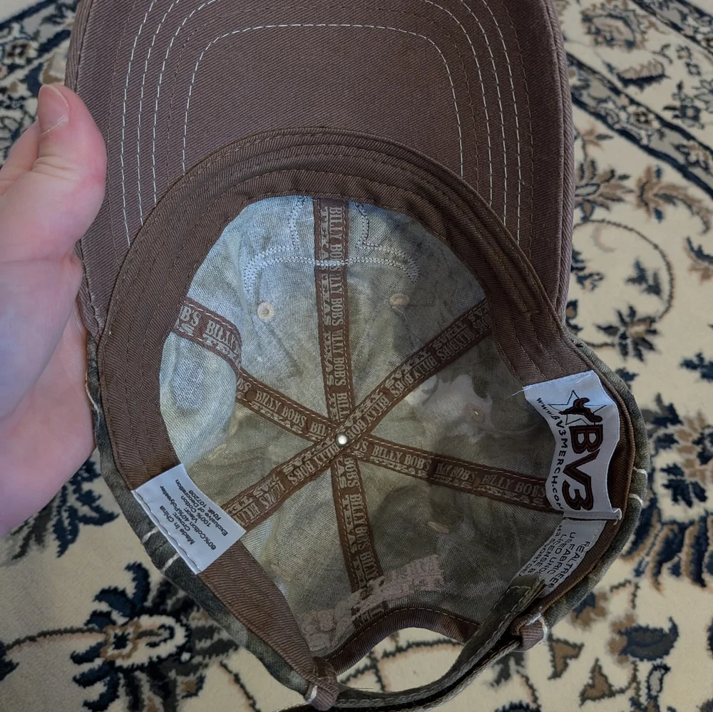 Camouflage and Brown Cap with Texas Longhorn Logo